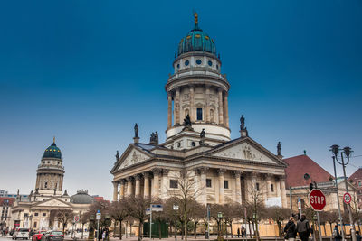 The new church also called german church  on gendarmenmarkt in a cold end of winter day