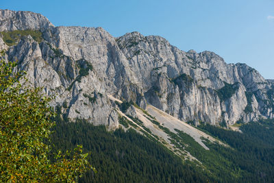 Scenic view of mountains against clear sky