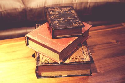 Close-up of open book on table