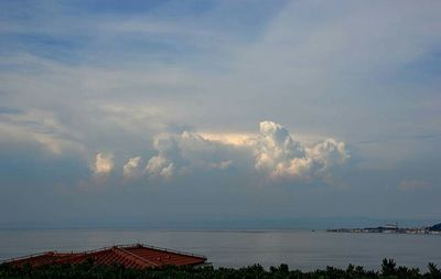 Scenic view of sea against cloudy sky