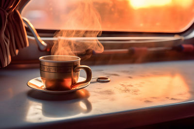 Close-up of coffee on table