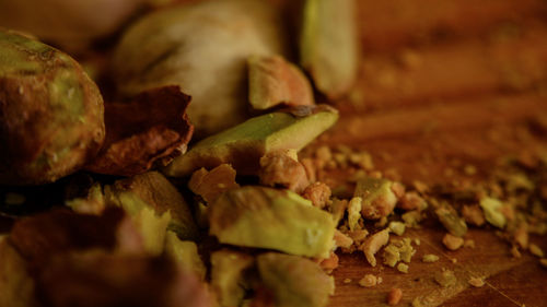 Close-up of chopped vegetables on table