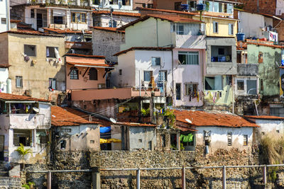A slum with colorful houses on the hillside in salvador, bahia