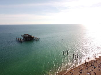 High angle view of sea against sky