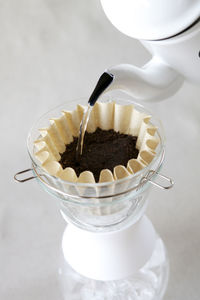 Close-up of water being poured in coffee maker