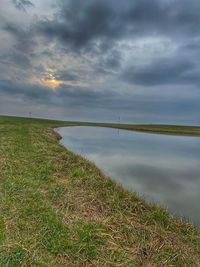 Scenic view of lake against sky