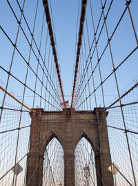 Low angle view of suspension bridge