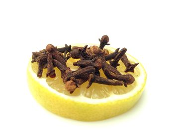Close-up of food on white background