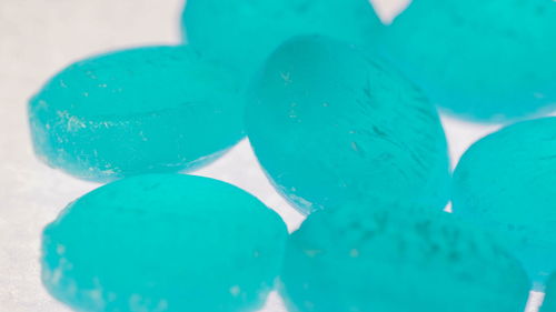 High angle view of blue drink on table