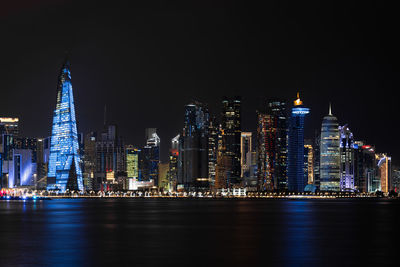 West bay doha skyline at night, qatar, middle east.