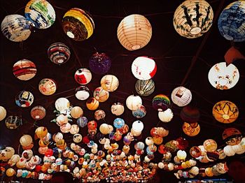 Low angle view of illuminated lanterns