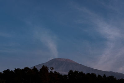 View of volcanic mountain against cloudy sky