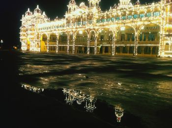 Illuminated built structure at night