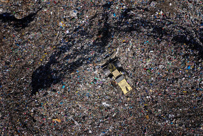 High angle view of garbage on water