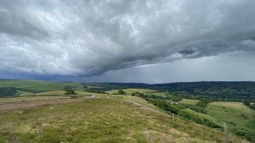 Scenic view of land against sky