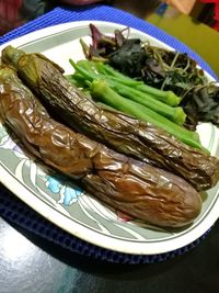 High angle view of food in plate