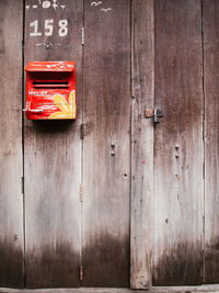 Close-up of text on door