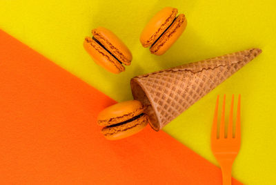 High angle view of orange on table