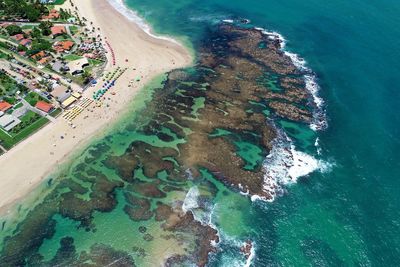 High angle view of beach