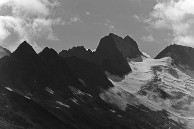 Panoramic view of mountain range against sky