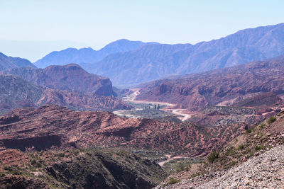 High angle view of mountain range