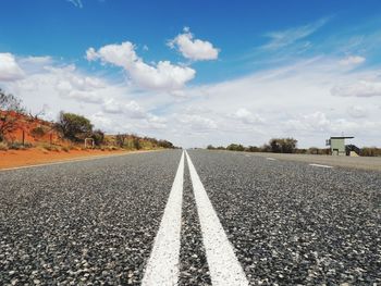 Surface level of road against sky