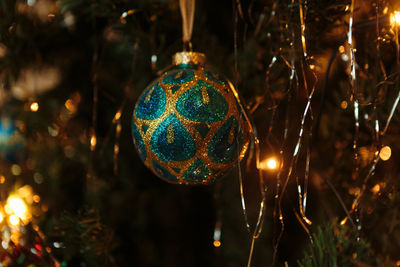 Close-up of illuminated christmas lights