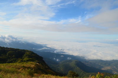 Scenic view of mountains against sky