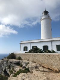 Low angle view of lighthouse against sky