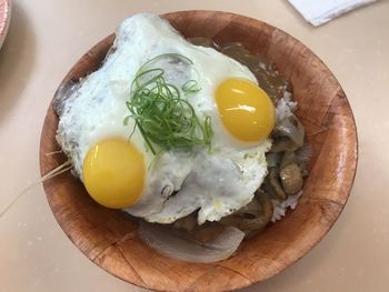 High angle view of food in plate