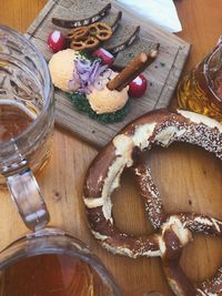 High angle view of food on table