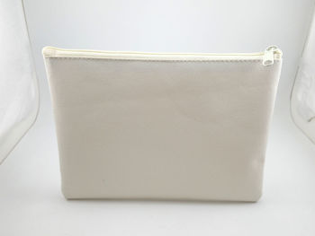 High angle view of empty table against white background