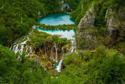 Scenic view of waterfall