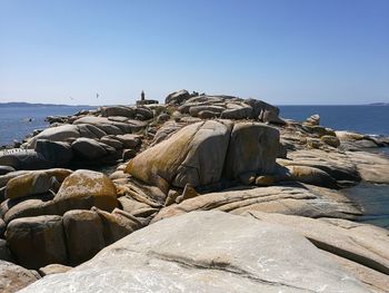 Scenic view of sea against clear sky