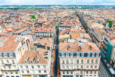 Bordeaux houses and streets view from above . residential district of bordeaux france 