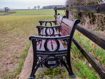 Empty bench in park