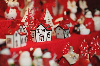 Close-up of christmas decorations at market stall