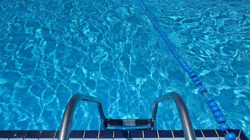 High angle view of steps at swimming pool