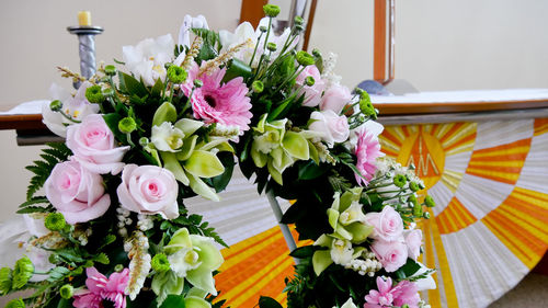 Close-up of flower vase on table