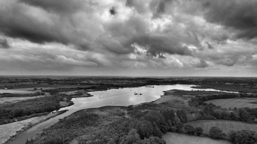 Scenic view of sea against cloudy sky