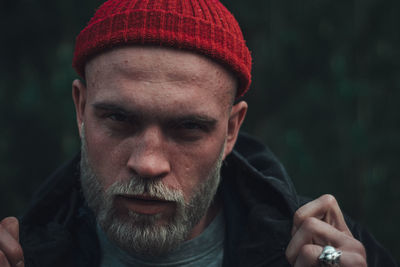 Close-up portrait of man wearing mask