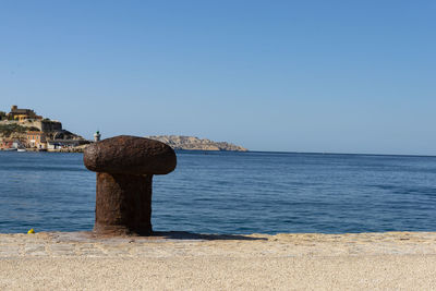 Scenic view of sea against clear sky
