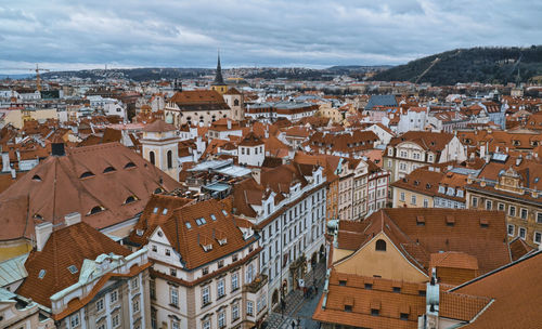 High angle view of townscape against sky