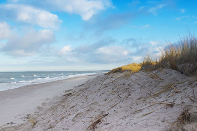 Scenic view of beach against sky