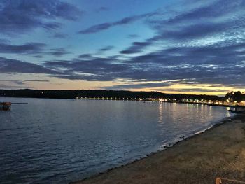 Scenic view of sea against sky at sunset