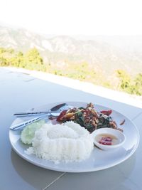 Food served in plate on table