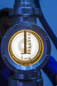 Pressure gauge in winery, close up