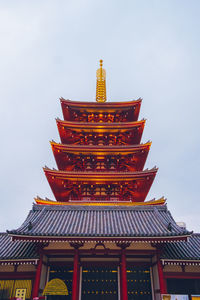 Low angle view of pagoda against sky