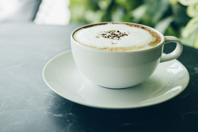 Close-up of coffee on table