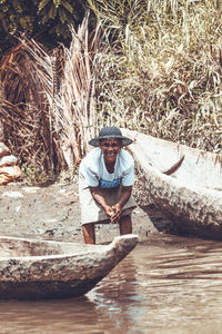 Portrait of senior woman in water